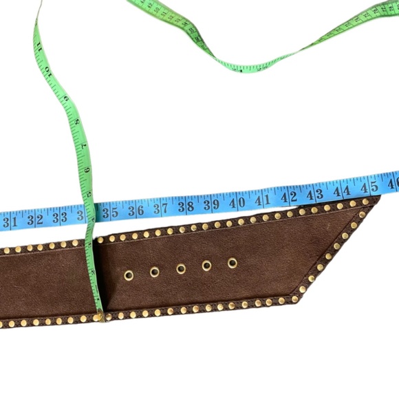 Brown Jeans Belt Women Studded Suede Studded Rodeo Western Cowgirl Large Gold - Picture 13 of 15